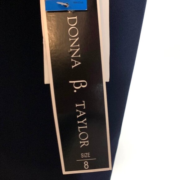 VTG 90s Donna B Taylor Embroidered 2pc Blue  V-Neck Dress Suit w/ Shoulder Pads - Picture 2 of 2